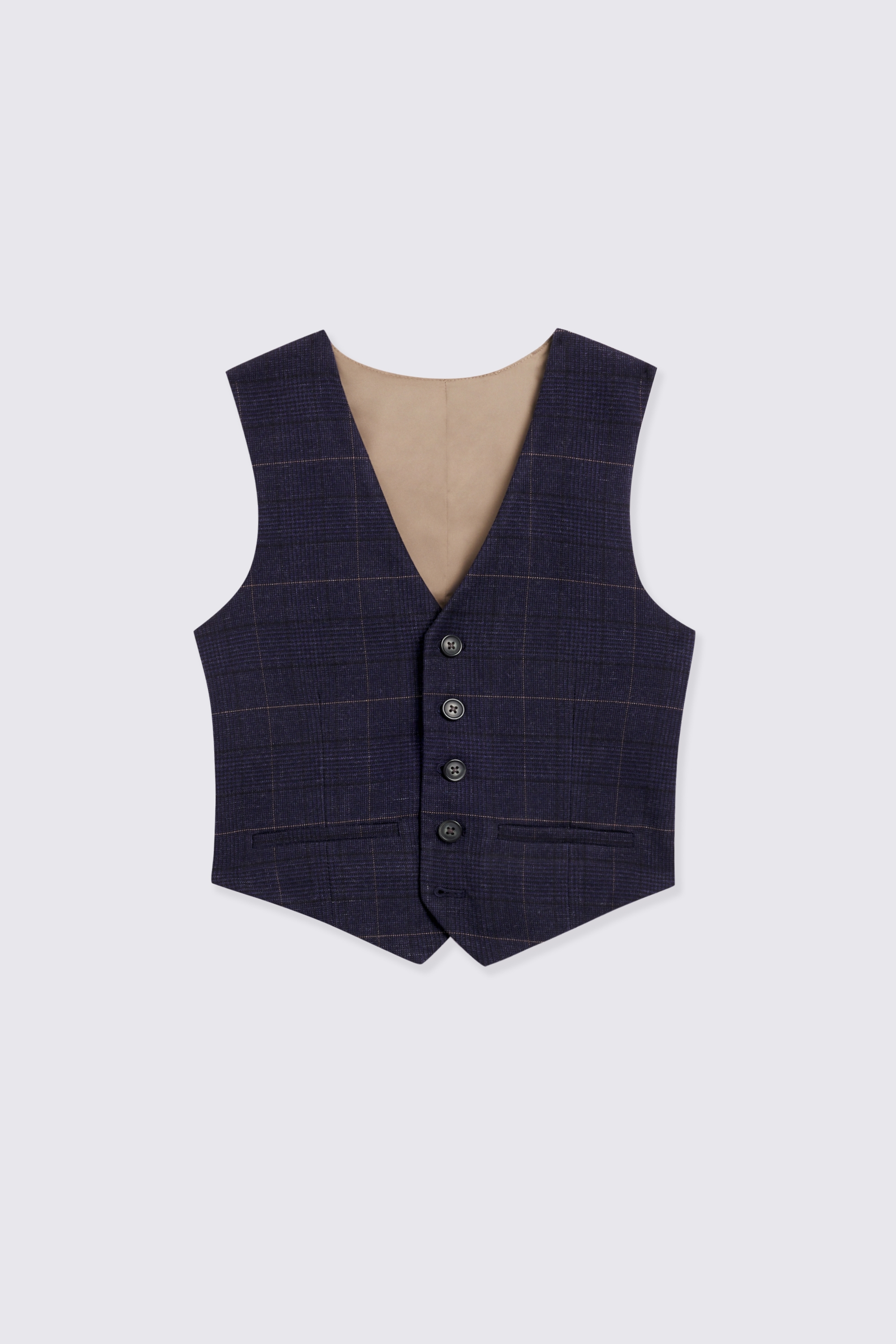 Boys Navy Black Check Suit
